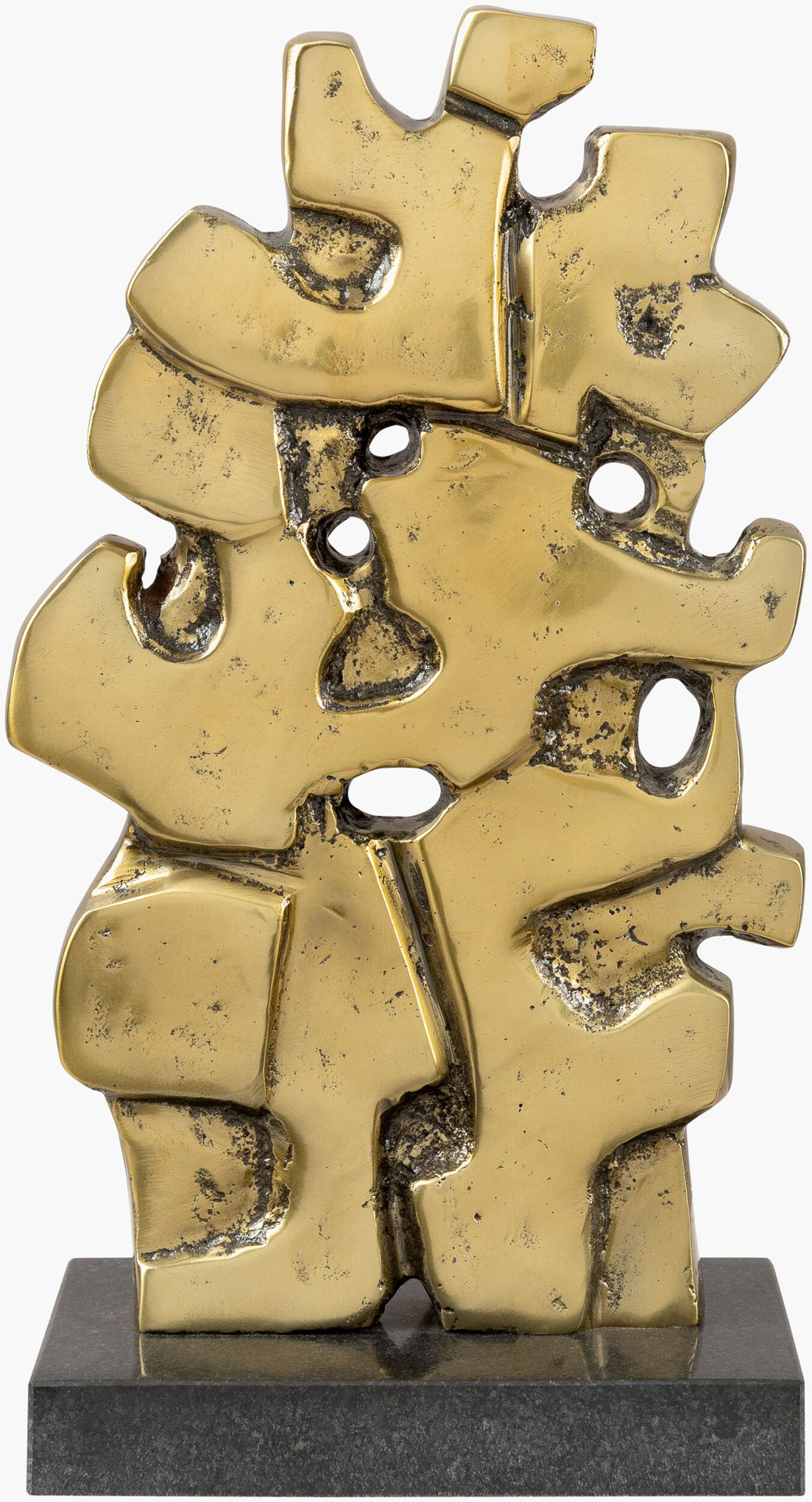 Surya Vines 12"H Minimalist Modern Decorative Sculpture - Elegant Metal & Granite Accent For Home Decor Gold Iron,Granite Nvi001-1264