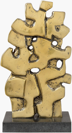 Surya Vines 12"H Minimalist Modern Decorative Sculpture - Elegant Metal & Granite Accent For Home Decor Gold Iron,Granite Nvi001-1264