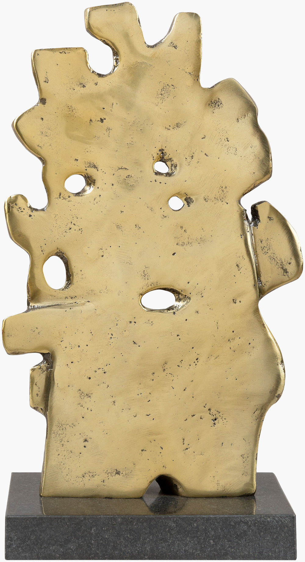 Surya Vines 12"H Minimalist Modern Decorative Sculpture - Elegant Metal & Granite Accent For Home Decor Gold Iron,Granite Nvi001-1264