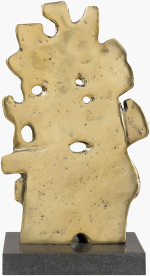 Surya Vines 12"H Minimalist Modern Decorative Sculpture - Elegant Metal & Granite Accent For Home Decor Gold Iron,Granite Nvi001-1264