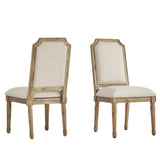 Homelegance By Top-Line Mayer Arched Linen and Wood Dining Chairs (Set of 2) Beige Rubberwood