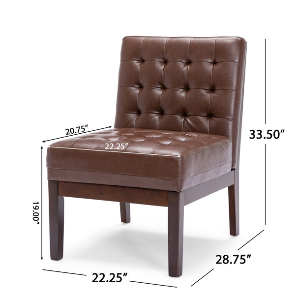 English Elm Accent Chair Waffle Tufted Upholstery Rubberwood Legs Contemporary Living Room Seat 70753.00