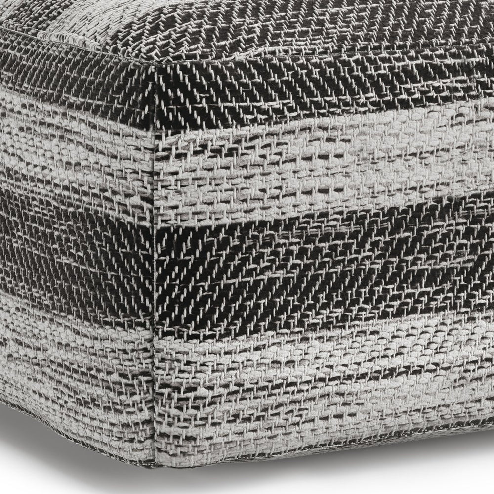 English Elm Clay Square Pouf In Soft Grey Mélange - Hand-Woven Cotton, Versatile Seating & Footrest Solution B136P159271