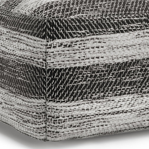 English Elm Clay Square Pouf In Soft Grey Mélange - Hand-Woven Cotton, Versatile Seating & Footrest Solution B136P159271