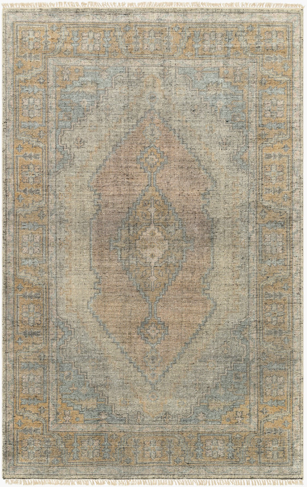 Surya Nirvana 2' X 3' Handmade Wool & Viscose Rug - Modern Vintage Style With Fringe For Timeless Elegance Dusty Coral Wool,Viscose Nvn2300-23