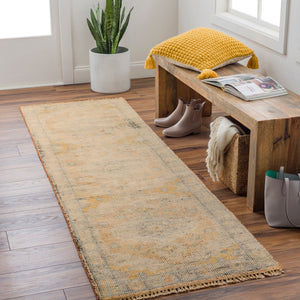 Nirvana NVN-2301 2'6" x 8' Runner Handmade Rug NVN2301-268  Dusty Coral, Mustard, Beige, Medium Gray, Gray, Charcoal Surya