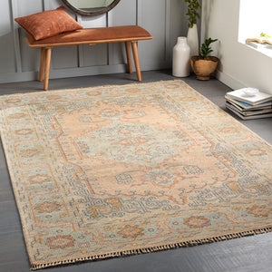 Surya Nirvana 2' X 3' Handmade Wool & Viscose Rug - Modern Vintage Style With Fringe For Timeless Elegance Dusty Coral Wool,Viscose Nvn2302-23