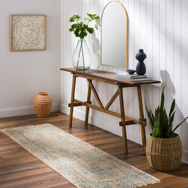 Nirvana NVN-2302 2'6" x 8' Runner Handmade Rug NVN2302-268  Dusty Coral, Mustard, Beige, Medium Gray, Gray, Charcoal Surya