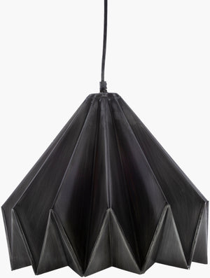 Surya Novara 16" Pendant Light - Modern Metal Design, Hand-finished Elegance For Your Home Decor Space Fixture, Black,Base, Light Gray,Cord, Black Iron Nvr-001