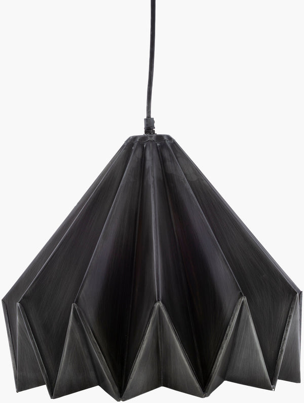 Surya Novara 16" Pendant Light - Modern Metal Design, Hand-finished Elegance For Your Home Decor Space Fixture, Black,Base, Light Gray,Cord, Black Iron Nvr-001