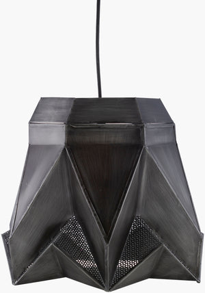 Surya Novara 16" Pendant Light - Modern Metal Design, Hand-finished Elegance For Your Home Decor Space Fixture, Black,Base, Light Gray,Cord, Black Iron Nvr-002