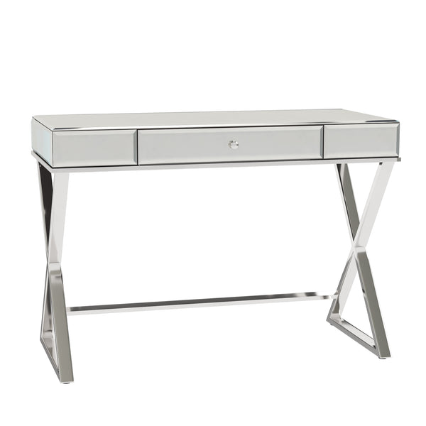 Homelegance By Top-Line Syrus Mirrored 1-Drawer Campaign Desk Silver Mirror