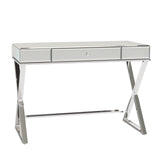 Homelegance By Top-Line Syrus Mirrored 1-Drawer Campaign Desk Silver Mirror