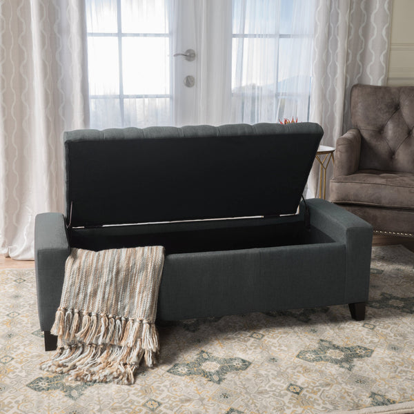 English Elm Guernsey Tufted Storage Ottoman with Lift Top Hidden Compartment for Living Rooms 59336.00DGY