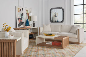 A.R.T. Furniture Portico Modern End Table With Sienna Finish And White Plaster Texture - Stylish Display Storage Solution Brown, White Parawood Solids,Mindi Veneers,Resin 323303-3351