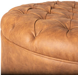 Newberg NWB-001 16"H x 32"W x 32"D Ottoman NWB-001  Upholstery: Tan; Base: Brown Surya