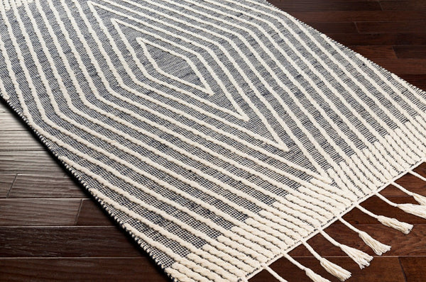 Livabliss Norwood Handmade Jute Wool Flatweave Rug Bohemian Artisan Weave for Entryways Black, Ink Blue 2' x 3' NWD2300-23