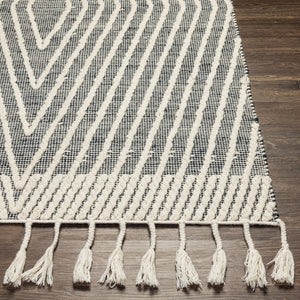 Livabliss Norwood Handmade Jute Wool Flatweave Rug Bohemian Artisan Weave for Entryways Black, Ink Blue 2' x 3' NWD2300-23