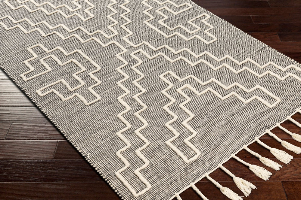Livabliss Norwood Jute Wool Flatweave Runner Rug Global Artisan Pattern for Hallway or Entryway Charcoal, Cream 2'6" x 8' NWD2301-268