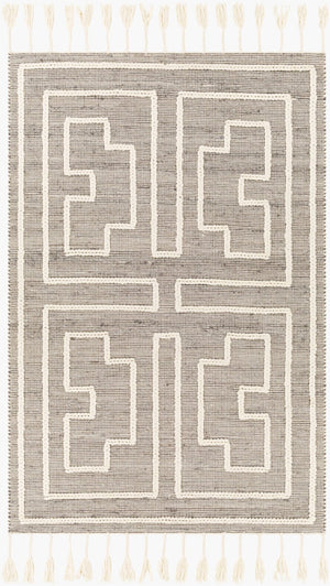 Livabliss Norwood Handwoven Wool Jute Accent Rug with Fringe for Entryway or Bathroom Charcoal, Cream 8'10" x 12' NWD2302-81012