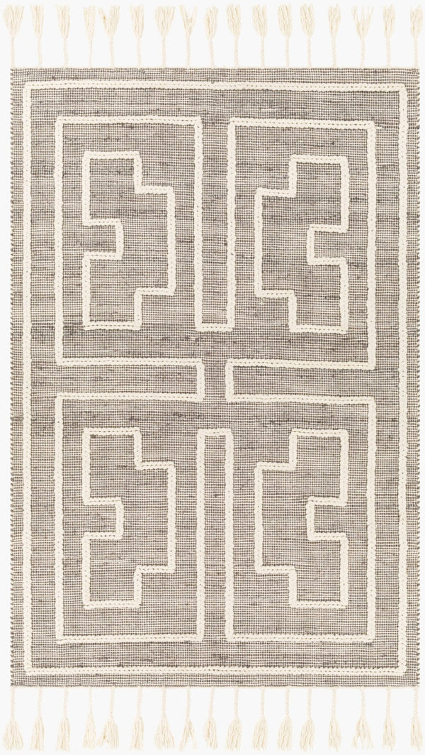 Livabliss Norwood Handwoven Wool Jute Accent Rug with Fringe for Entryway or Bathroom Charcoal, Cream 8'10" x 12' NWD2302-81012