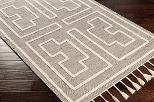 Livabliss Norwood Handwoven Wool Jute Accent Rug with Fringe for Entryway or Bathroom Charcoal, Cream 8'10" x 12' NWD2302-81012