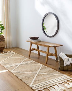 Livabliss Norwood Handwoven Wool Jute Runner Rug with High Low Texture for Hallways Tan, Cream 2'6" x 8' NWD2304-268