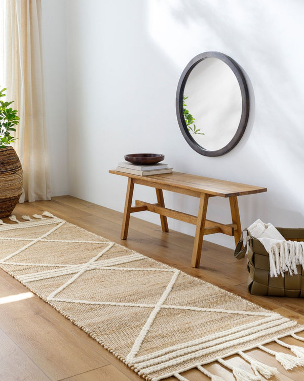 Livabliss Norwood Handwoven Wool Jute Runner Rug with High Low Texture for Hallways Tan, Cream 2'6" x 8' NWD2304-268