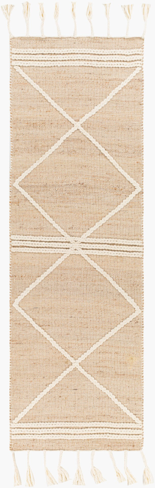 Livabliss Norwood Handwoven Wool Jute Runner Rug with High Low Texture for Hallways Tan, Cream 2'6" x 8' NWD2304-268