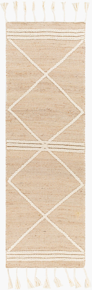 Livabliss Norwood Handwoven Wool Jute Runner Rug with High Low Texture for Hallways Tan, Cream 2'6" x 8' NWD2304-268