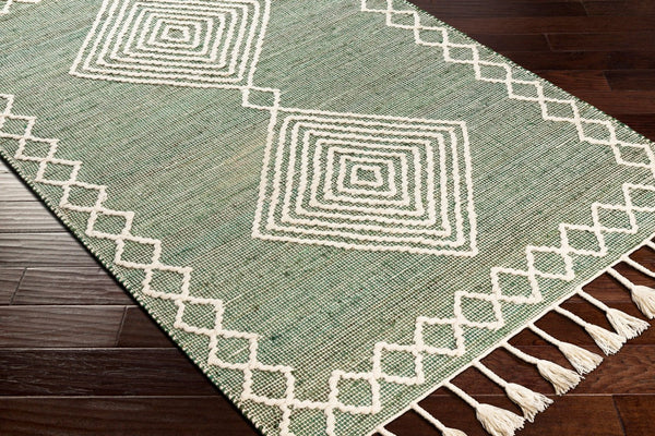 Livabliss Norwood Handwoven Jute Wool Flatweave Rug Artisan Moroccan Global Bohemian Accent Medium Green, C 8'10" x 12' NWD2305-81012