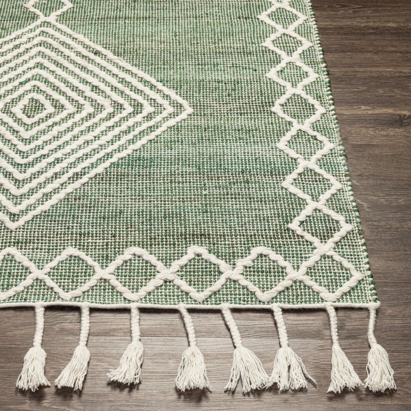Livabliss Norwood Handwoven Jute Wool Flatweave Rug Artisan Moroccan Global Bohemian Accent Medium Green, C 8'10" x 12' NWD2305-81012