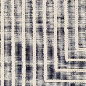 Livabliss Norwood Wool Jute Blend Handwoven Area Rug with Global Boho Pattern and Fringe Accents Ink Blue, Cream 5' x 7'6" NWD2306-576