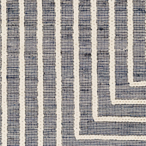 Livabliss Norwood Wool Jute Blend Handwoven Area Rug with Global Boho Pattern and Fringe Accents Ink Blue, Cream 5' x 7'6" NWD2306-576