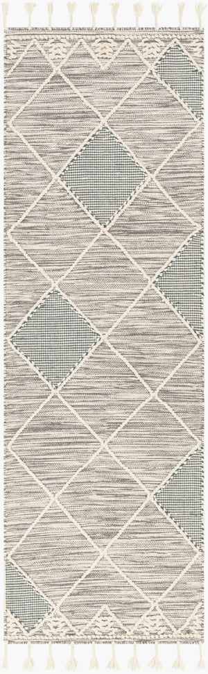 Livabliss Norwood Hand-woven Wool Accent Rug with Fringe Artisan Texture for Entryway Decor Charcoal, Cream 2'6" x 8' NWD2307-268