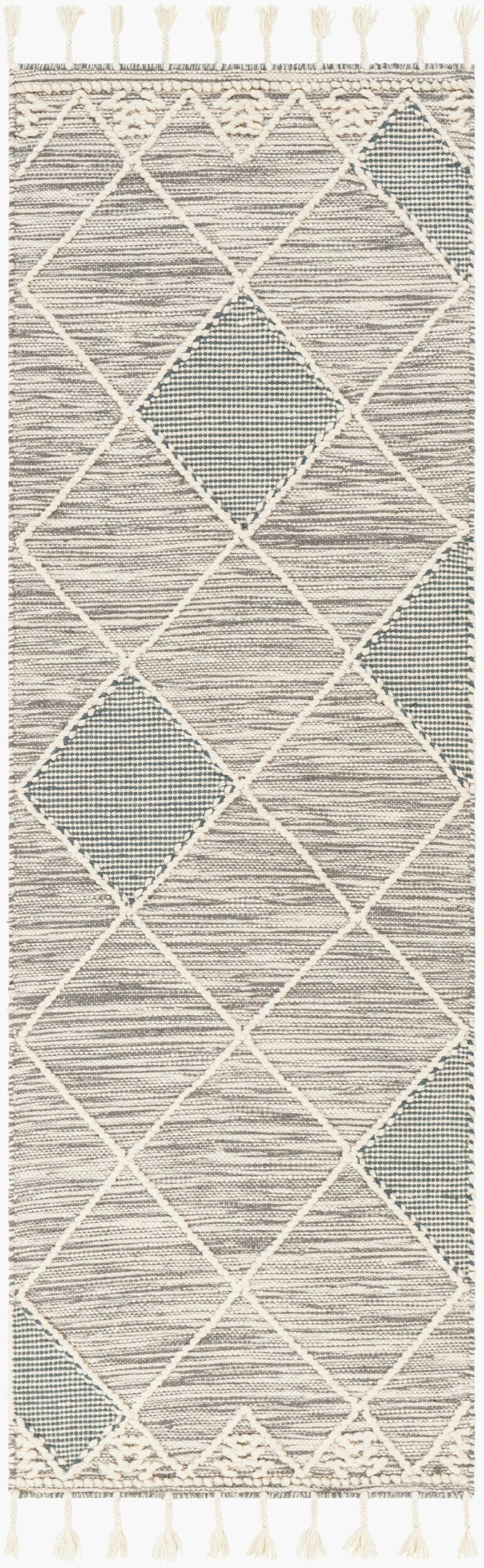 Livabliss Norwood Hand-woven Wool Accent Rug with Fringe Artisan Texture for Entryway Decor Charcoal, Cream 2'6" x 8' NWD2307-268