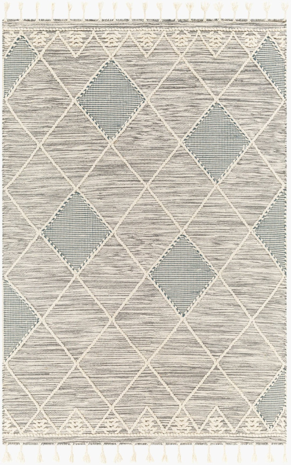 Livabliss Norwood Hand-woven Wool Accent Rug with Fringe Artisan Texture for Entryway Decor Charcoal, Cream 2' x 3' NWD2307-23