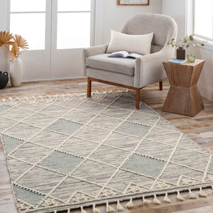 Livabliss Norwood Hand-woven Wool Accent Rug with Fringe Artisan Texture for Entryway Decor Charcoal, Cream 2' x 3' NWD2307-23