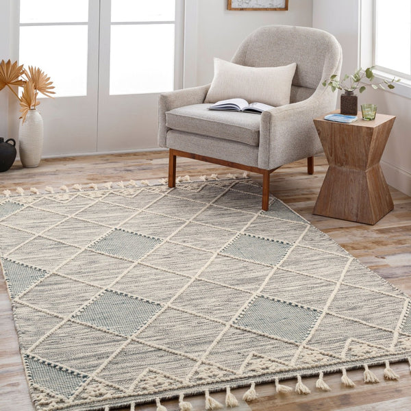 Livabliss Norwood Hand-woven Wool Accent Rug with Fringe Artisan Texture for Entryway Decor Charcoal, Cream 2' x 3' NWD2307-23