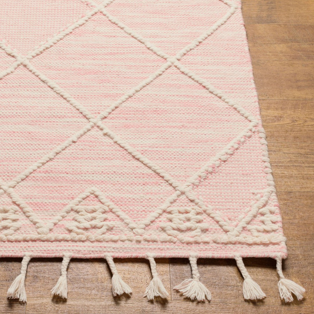 Livabliss Norwood Hand Woven Wool Flatweave Rug with Fringe Boho Global Accent Decor Light Pink, Cre 5' x 7'6" NWD2309-576