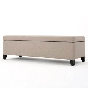 English Elm Hartford Upholstered Storage Ottoman Bench with Birch Legs for Living Room 73766.00FWHEAT
