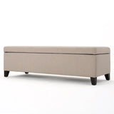 Hearth and Haven Xenon Fabric Upholstered Storage Bench with Birch Wood Legs, Wheat 73766.00FWHEAT