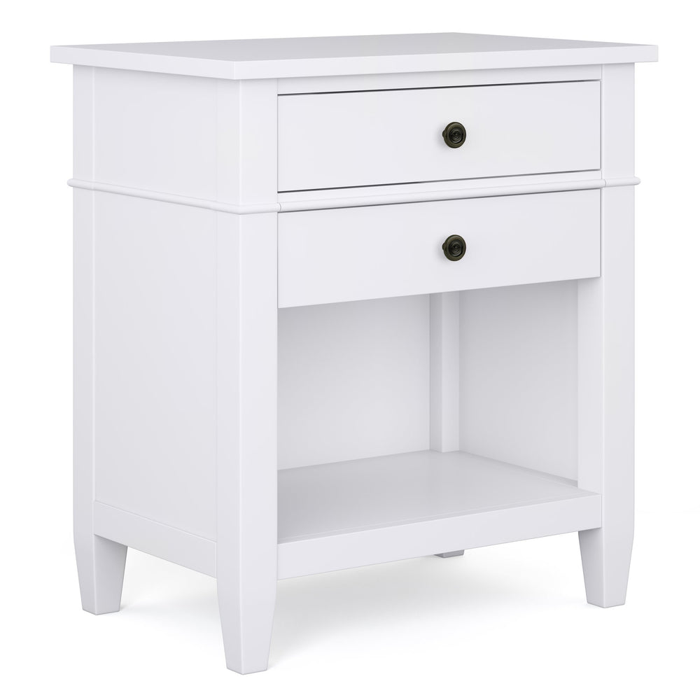 English Elm Carlton Handcrafted White Bedside Table With Storage - Stylish Nightstand For Any Room Décor B136P158575