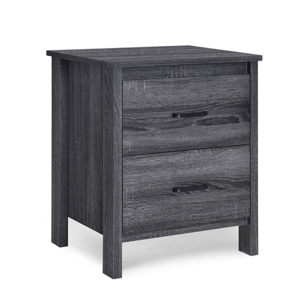 English Elm Toolless Assembly Two Drawer Nightstand Faux Wood Finish Modern Bedroom Storage 72038.00SONGRY