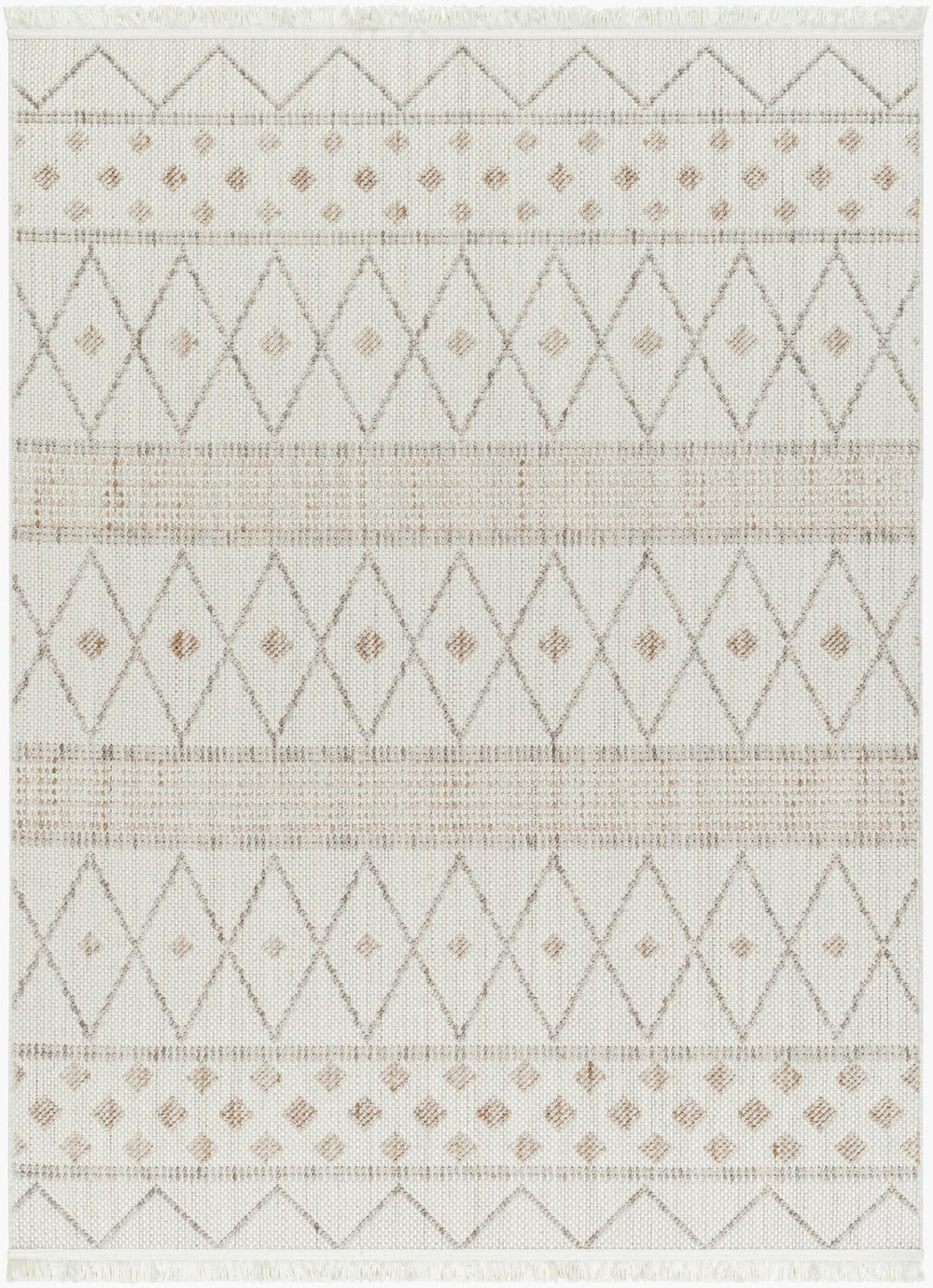 Livabliss New Delhi Geometric Moroccan Area Rug Low Pile Polyester Fringe Living Room Accent NWH2300-81112