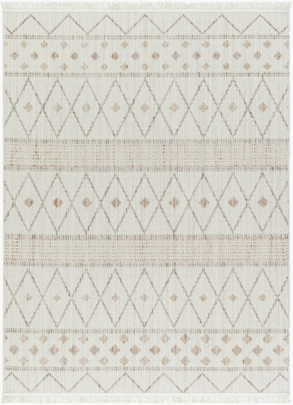 Livabliss New Delhi Geometric Moroccan Area Rug Low Pile Polyester Fringe Living Room Accent NWH2300-81112