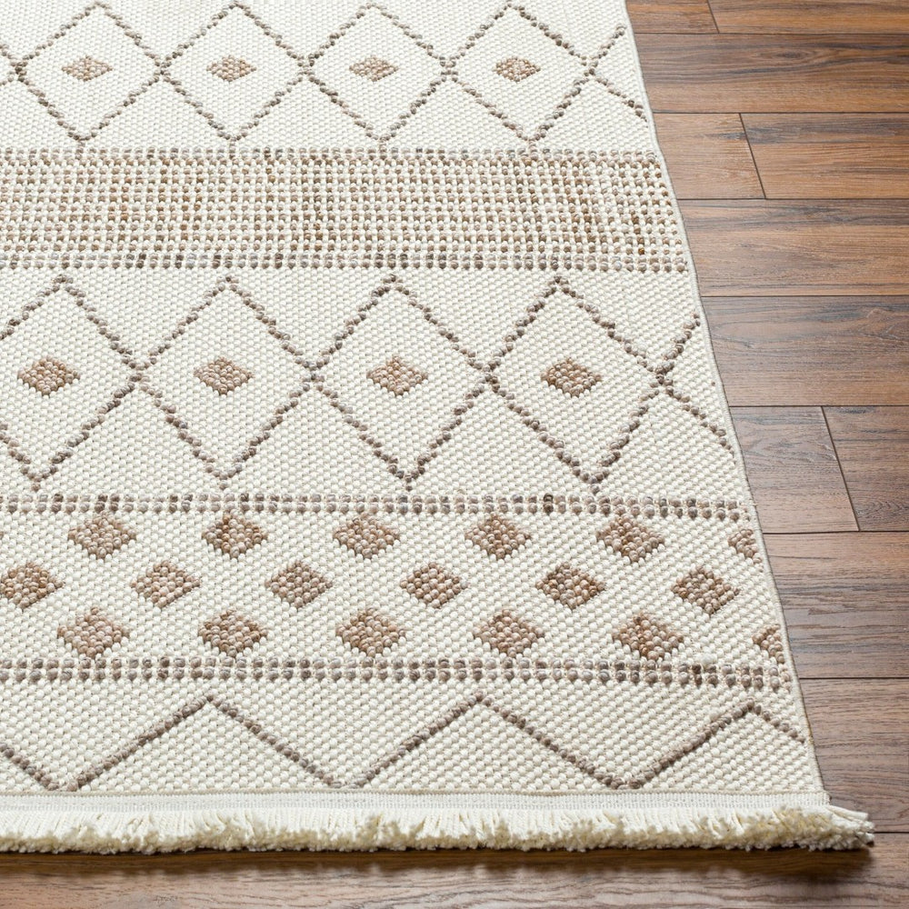 Livabliss New Delhi Geometric Moroccan Area Rug Low Pile Polyester Fringe Living Room Accent NWH2300-81112