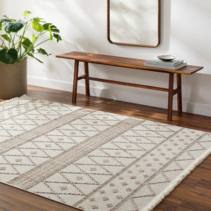 Livabliss New Delhi Geometric Moroccan Area Rug Low Pile Polyester Fringe Living Room Accent NWH2300-81112