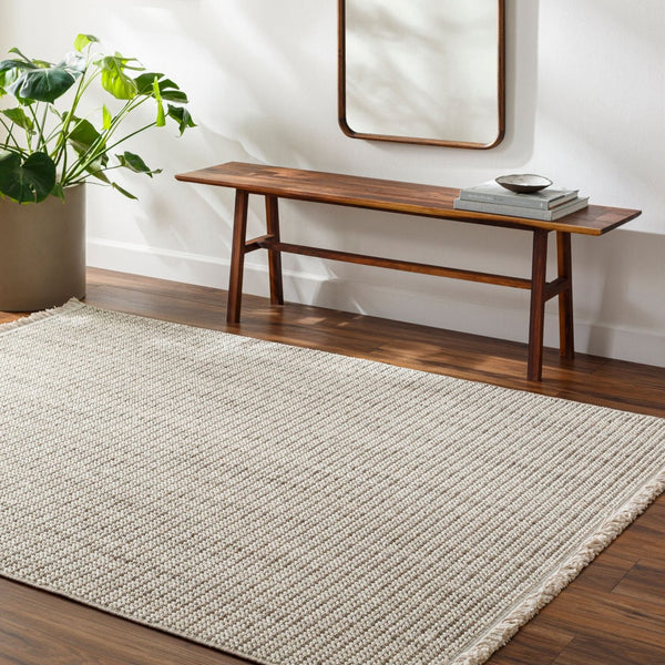 Livabliss New Delhi Moroccan Geometric Polyester Accent Rug with Fringe for Entryway or Bedside Cream, Light Gr 3'10" x 5'7" NWH2303-31057