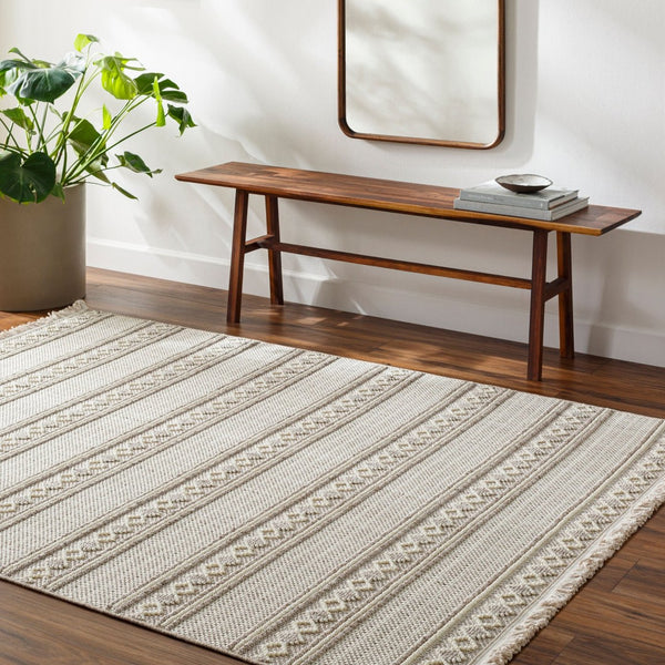 Livabliss New Delhi Moroccan Lattice Area Rug Polyester Low Pile Fringe Living Room Accent NWH2307-81112